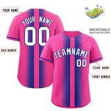 Custom Pink Royal Lapel Gradient Fashion Authentic Baseball Jersey