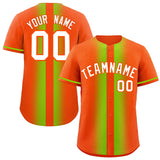Custom Orange Neon Green Lapel Gradient Fashion Authentic Baseball Jersey