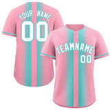 Custom Light Pink Bright Green Lapel Gradient Fashion Authentic Baseball Jersey
