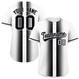 Custom White Black Lapel Gradient Fashion Authentic Baseball Jersey