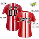 Custom Red White Lapel Gradient Fashion Authentic Baseball Jersey