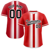 Custom Red White Lapel Gradient Fashion Authentic Baseball Jersey
