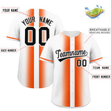 Custom White Orange Lapel Gradient Fashion Authentic Baseball Jersey