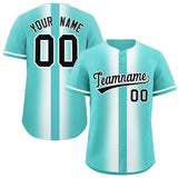 Custom Bright Green White Lapel Gradient Fashion Authentic Baseball Jersey