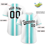 Custom White Bright Green Lapel Gradient Fashion Authentic Baseball Jersey