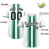 Custom White Kelly Green Lapel Gradient Fashion Authentic Baseball Jersey
