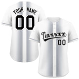 Custom White Silver Lapel Gradient Fashion Authentic Baseball Jersey