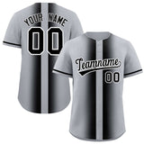 Custom Silver Black Lapel Gradient Fashion Authentic Baseball Jersey
