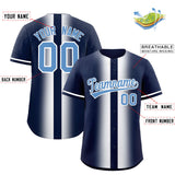 Custom Navy White Lapel Gradient Fashion Authentic Baseball Jersey