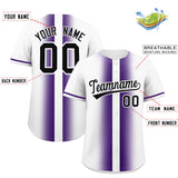Custom White Purple Lapel Gradient Fashion Authentic Baseball Jersey