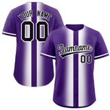 Custom Purple White Lapel Gradient Fashion Authentic Baseball Jersey