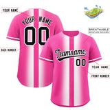 Custom Pink White Lapel Gradient Fashion Authentic Baseball Jersey