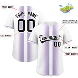 Custom White Light Purple Lapel Gradient Fashion Authentic Baseball Jersey