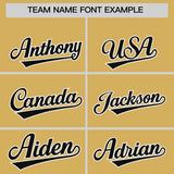 Custom Old Gold Black Lapel Gradient Fashion Authentic Baseball Jersey