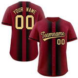 Custom Crimson Black Lapel Gradient Fashion Authentic Baseball Jersey