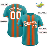 Custom Aqua Orange Lapel Gradient Fashion Authentic Baseball Jersey