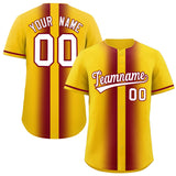 Custom Gold Crimson Lapel Gradient Fashion Authentic Baseball Jersey