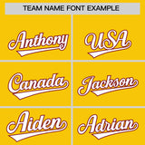 Custom Gold Crimson Lapel Gradient Fashion Authentic Baseball Jersey