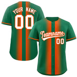 Custom Kelly Green Orange Lapel Gradient Fashion Authentic Baseball Jersey