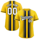 Custom Gold Navy Lapel Gradient Fashion Authentic Baseball Jersey