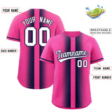 Custom Pink Navy Lapel Gradient Fashion Authentic Baseball Jersey