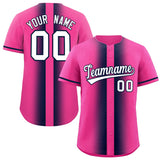 Custom Pink Navy Lapel Gradient Fashion Authentic Baseball Jersey