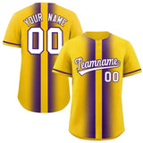 Custom Gold Purple Lapel Gradient Fashion Authentic Baseball Jersey