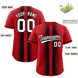 Custom Red Black Lapel Gradient Fashion Authentic Baseball Jersey