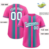 Custom Pink Aqua Lapel Gradient Fashion Authentic Baseball Jersey