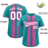Custom Aqua Pink Lapel Gradient Fashion Authentic Baseball Jersey