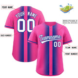 Custom Pink Royal Lapel Gradient Fashion Authentic Baseball Jersey