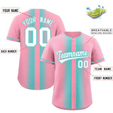 Custom Light Pink Bright Green Lapel Gradient Fashion Authentic Baseball Jersey