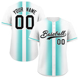 Custom White Bright Green Lapel Gradient Fashion Authentic Baseball Jersey
