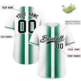 Custom White Kelly Green Lapel Gradient Fashion Authentic Baseball Jersey