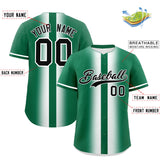 Custom Kelly Green White Lapel Gradient Fashion Authentic Baseball Jersey
