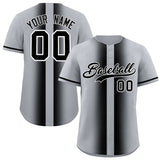 Custom Silver Black Lapel Gradient Fashion Authentic Baseball Jersey
