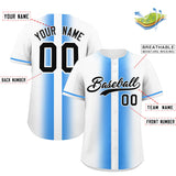 Custom White Powder Blue Lapel Gradient Fashion Authentic Baseball Jersey