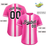 Custom Pink White Lapel Gradient Fashion Authentic Baseball Jersey