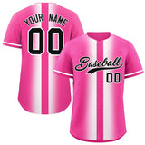 Custom Pink White Lapel Gradient Fashion Authentic Baseball Jersey