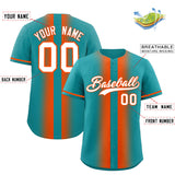 Custom Aqua Orange Lapel Gradient Fashion Authentic Baseball Jersey