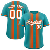 Custom Aqua Orange Lapel Gradient Fashion Authentic Baseball Jersey