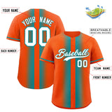 Custom Orange Aqua Lapel Gradient Fashion Authentic Baseball Jersey