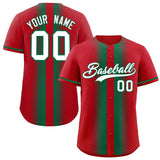 Custom Red Kelly Green Lapel Gradient Fashion Authentic Baseball Jersey
