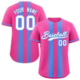 Custom Pink Powder Blue Lapel Gradient Fashion Authentic Baseball Jersey