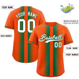 Custom Orange Kelly Green Lapel Gradient Fashion Authentic Baseball Jersey
