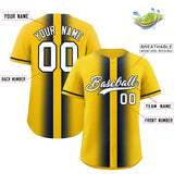 Custom Gold Navy Lapel Gradient Fashion Authentic Baseball Jersey