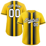 Custom Gold Navy Lapel Gradient Fashion Authentic Baseball Jersey