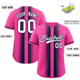 Custom Pink Navy Lapel Gradient Fashion Authentic Baseball Jersey