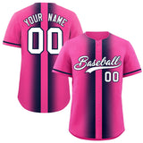 Custom Pink Navy Lapel Gradient Fashion Authentic Baseball Jersey