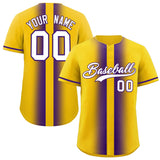 Custom Gold Purple Lapel Gradient Fashion Authentic Baseball Jersey